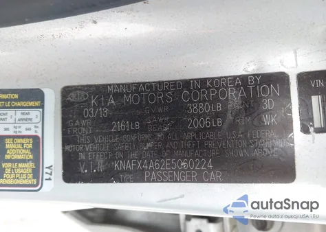 2014 Kia Forte Lx from USA, damaged, VIN KNAFX4A62E5060224